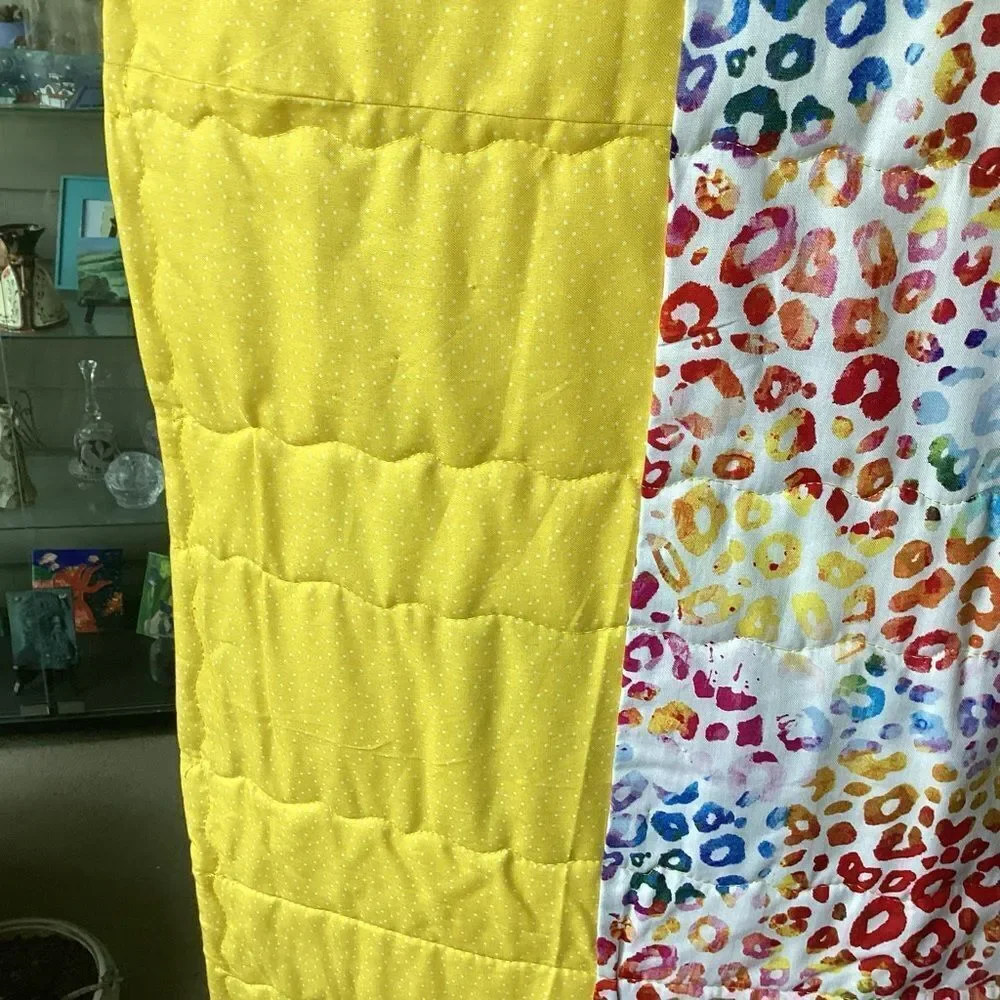NWT. Hand Crafted Patchwork Yellow and Brown Quilt